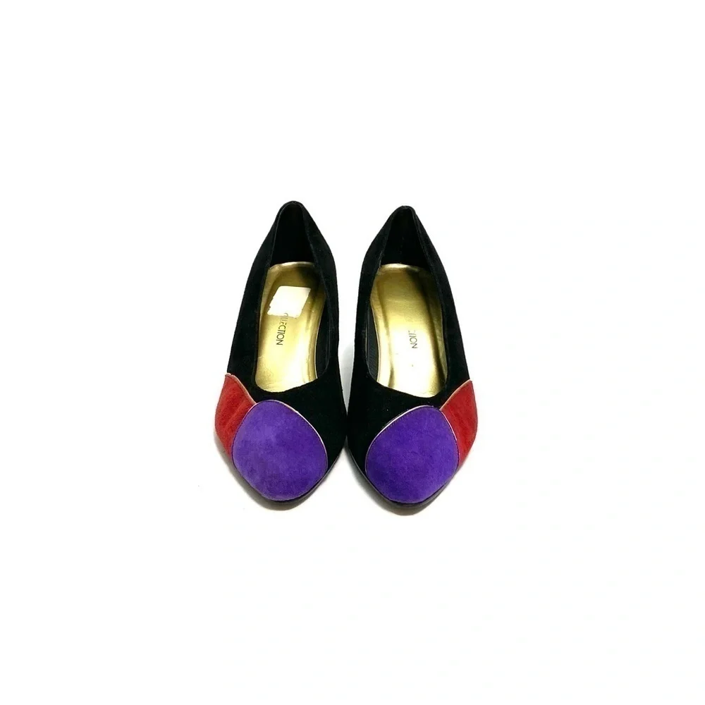 Vintage 1980s suede color block party heels